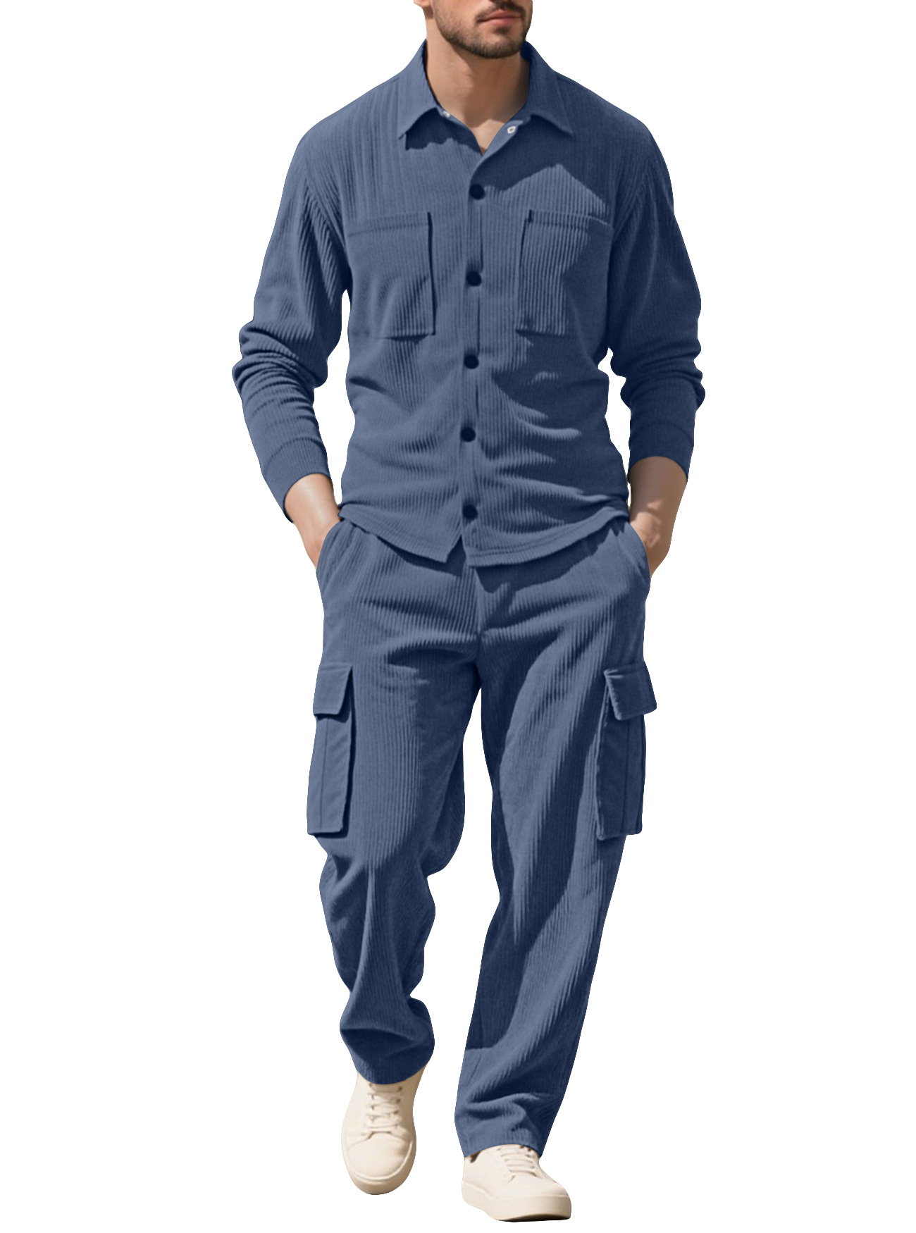 Outdoor Sportswear - Herren-Trainingsanzug aus Cord, 2-teiliges Set, locker