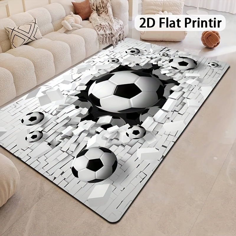 Outdoor Sport Area - Fußball 3D-Effekt Teppich Flanell Bedruckte Bodenmatte