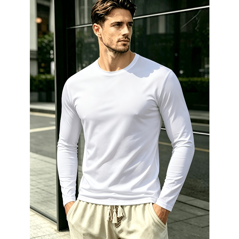 Einfarbiges Rundhals-Langarm-T – Outdoor Sportswear Bewertung und Preis