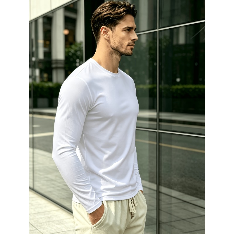 Einfarbiges Rundhals-Langarm-T – Outdoor Sportswear Bewertung und Preis